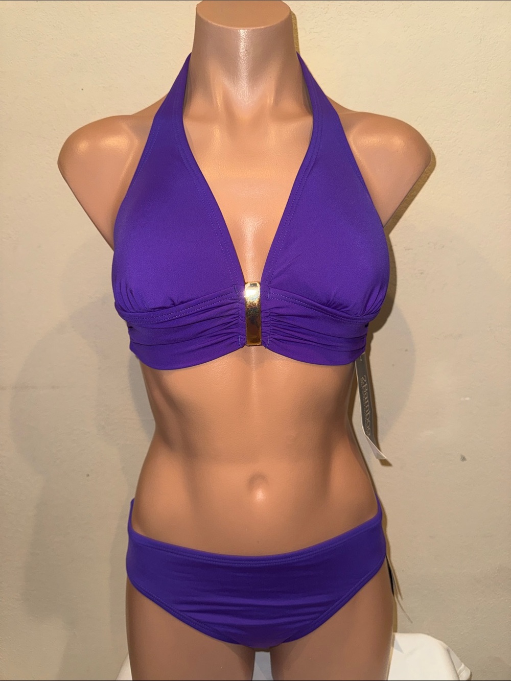 NWT 2Bamboo bikini halter set size S 32-34B/C PURPLE